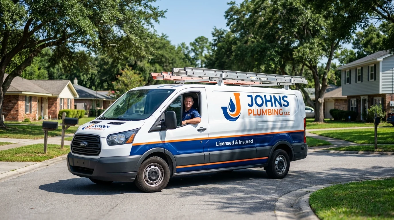 Johns Plumbing LLC service van in Silver Lake, KS