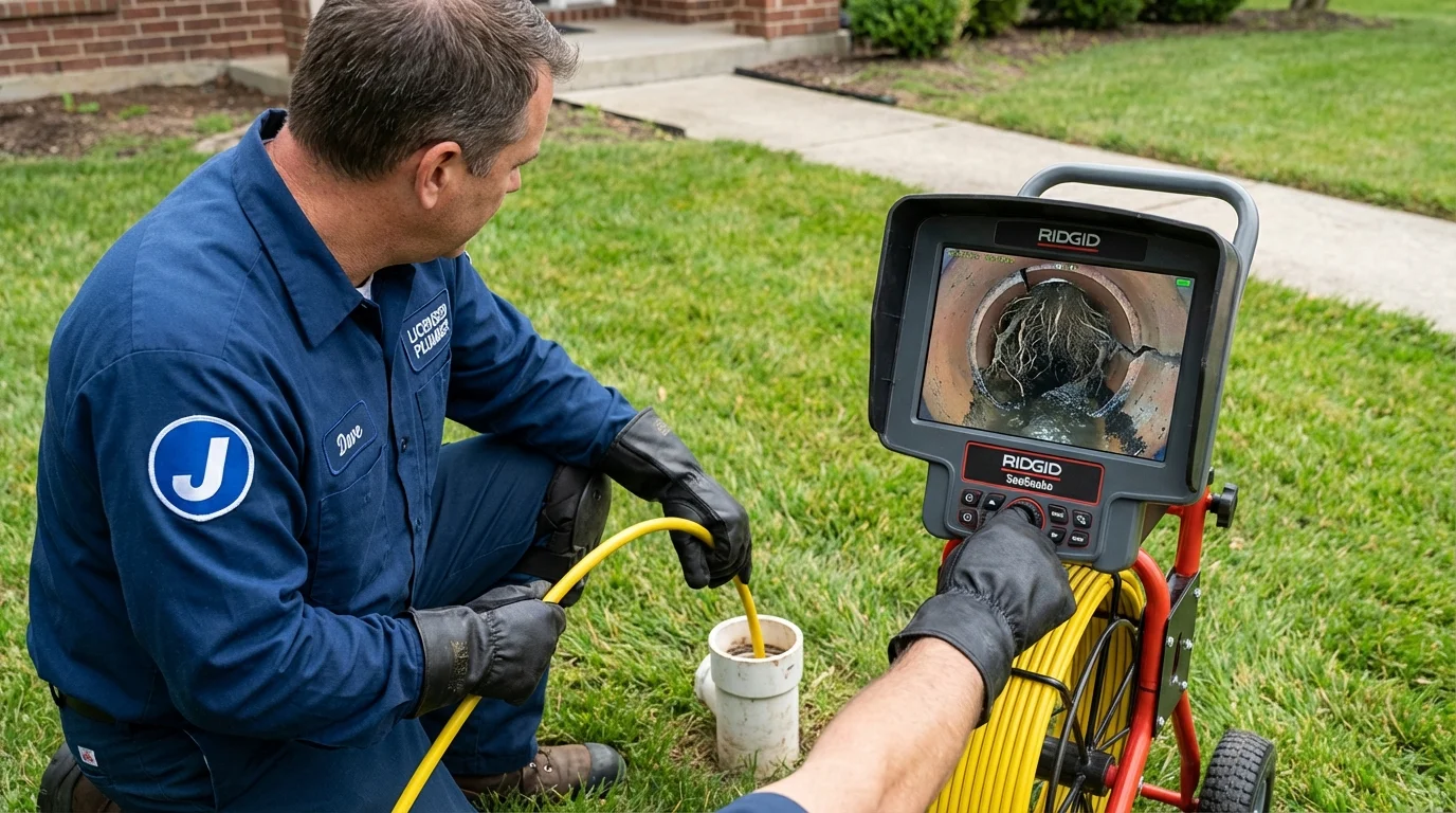 Sewer camera inspection being performed by Johns Plumbing LLC in Silver Lake